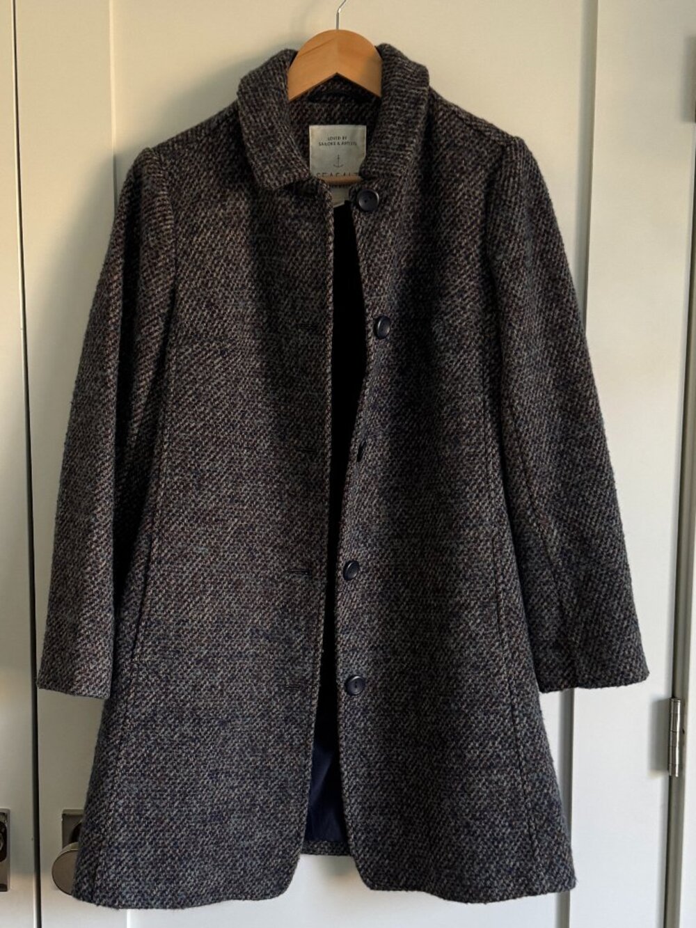 Seasalt Cornwall Wood Cabin Coat size US 6 navy and brown